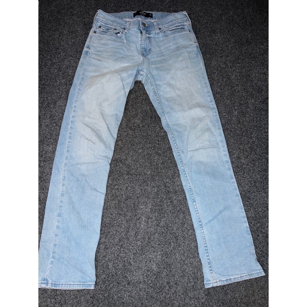 Hollister Slim Straight Epic Flex Jeans Light Wash Blue Mens 28x30